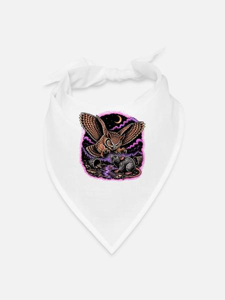Night Owl vs Rat in Neon Ruins - Bandana - white - Front