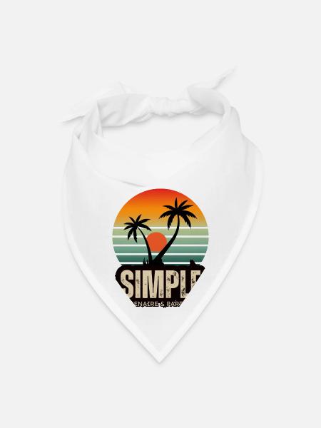 Serene Shores: Minimalist Beach Design - Bandana - white - Front
