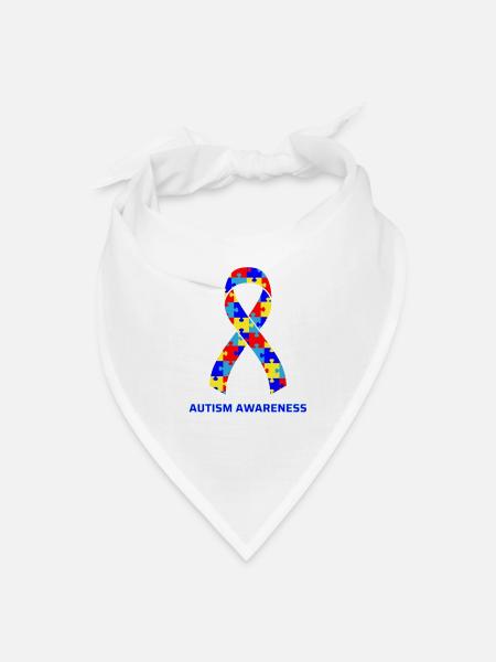 autism awareness ribbon - Bandana - white