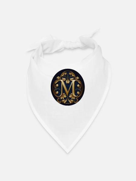 Elegant Monogram Emblem with Gold Fleur-de-Lis - Bandana - white - Front