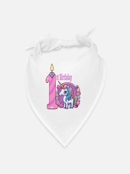 Birthday Collection - 1st Birthday Girl - Bandana - white - Front