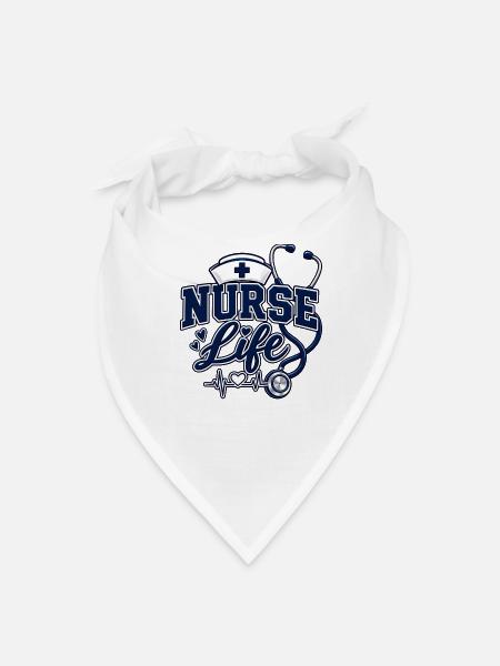 Nurse Life - Stethoscope Heartbeat Design - Bandana - white - Front