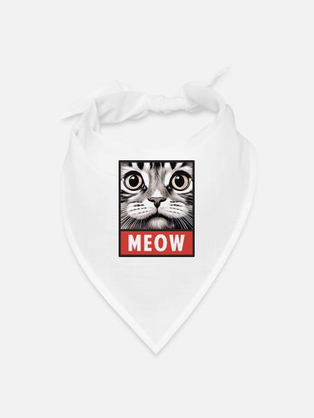 Meow Cute Funny Cat Face - Bandana - white - Front