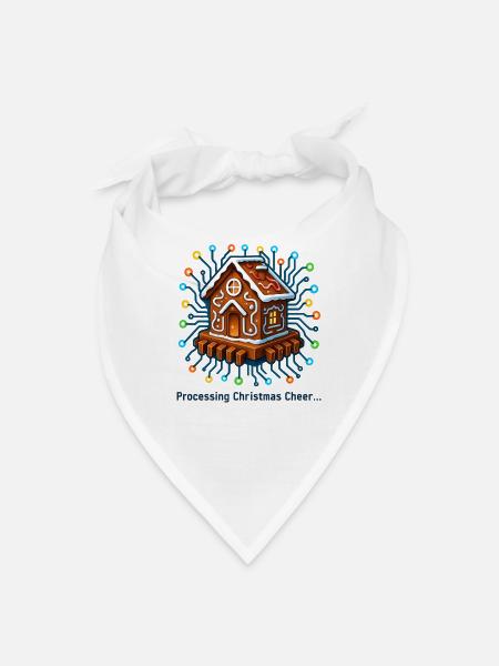 Gingerbread CPU House – Futuristic Christmas Tech  - Bandana - white - Front