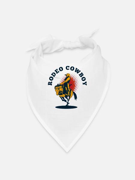 Rodeo Cowboy Bucking Logo Print - Bandana - white - Front