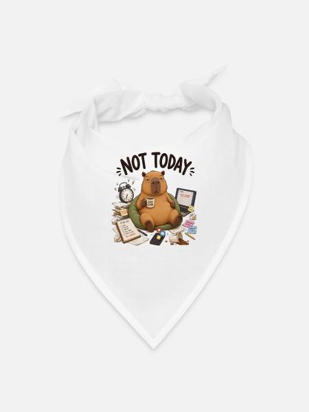 Not Today Capybara Procrastination Tee - Bandana - white - Front