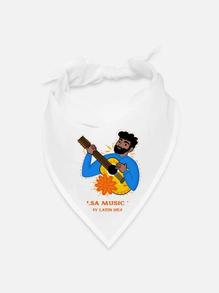 Latin Singer Playing Salsa Music On Guitar - Bandana - white - Front