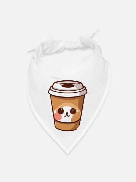 Coffee Cup To Go Cat Face - Bandana - white - Front