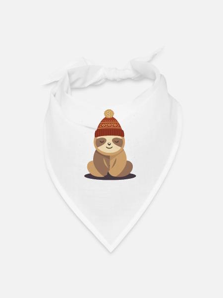 Cozy Sloth in Winter Knit Hat - Bandana - white - Front