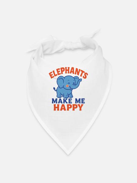 Elephants Make Me Happy - Bandana - white - Front