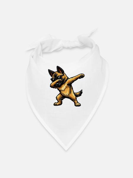 Dabbing Belgian Shepherd - Bandana - white