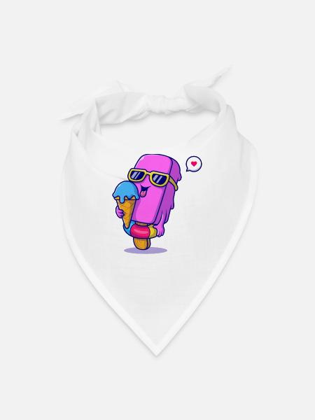 Sunny Pink Ice Pop Mascot - Bandana - white - Front