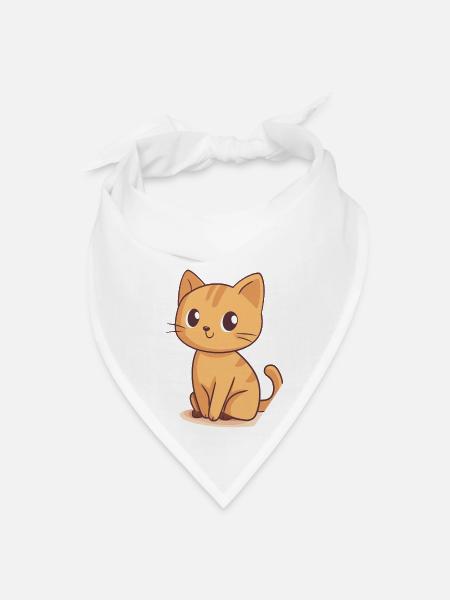 Cat Cartoon Orange Cat - Bandana - white