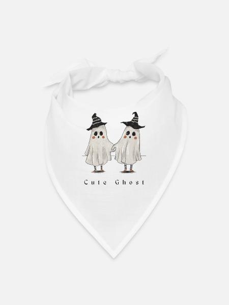 Whimsical Ghosts with Witch Hats - Bandana - white - Front