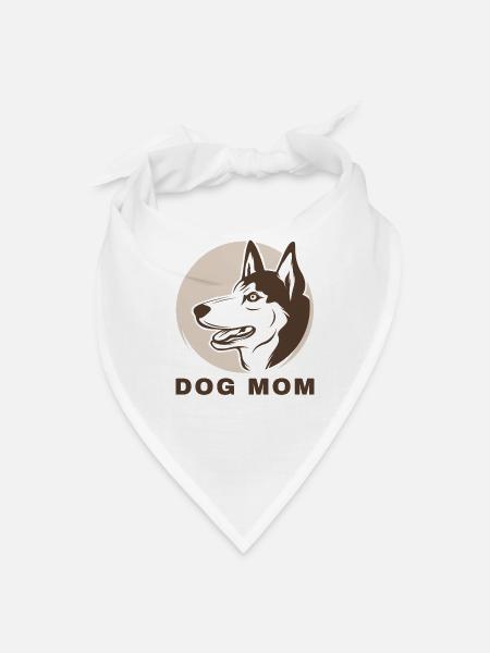 Dog Mom Husky Silhouette - Bandana - white