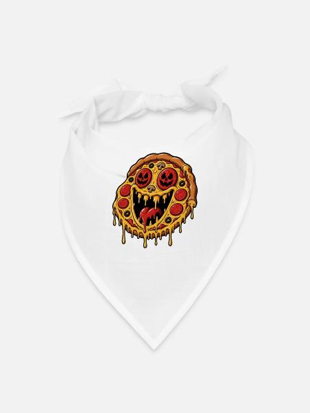 Spooky Pepperoni Pizza Monster - Bandana - white - Front