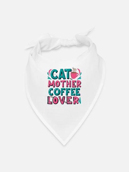 Cat Mother Coffee Lover - Bandana - white