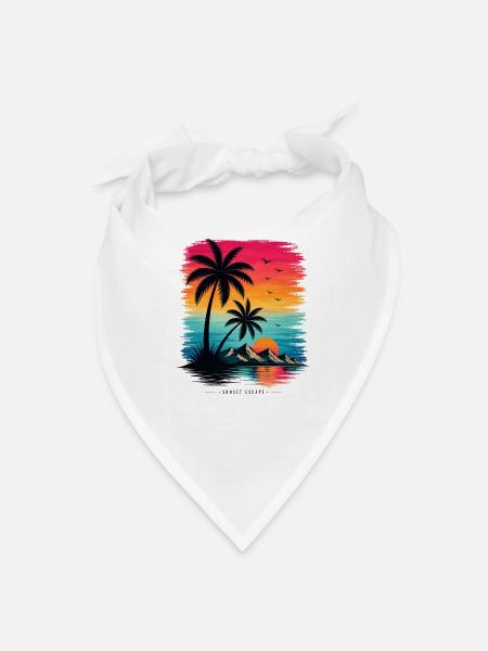 Tropical Sunset Escape T-Shirt Design - Bandana - white