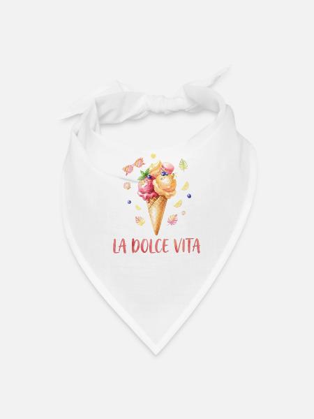La Dolce Vita Ice Cream Summer Vibes Watercolor  - Bandana - white - Front