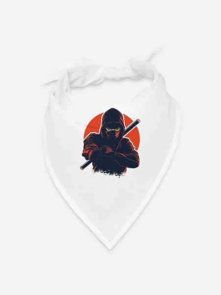 Night Ninja on Orange Background - Bandana - white - Front