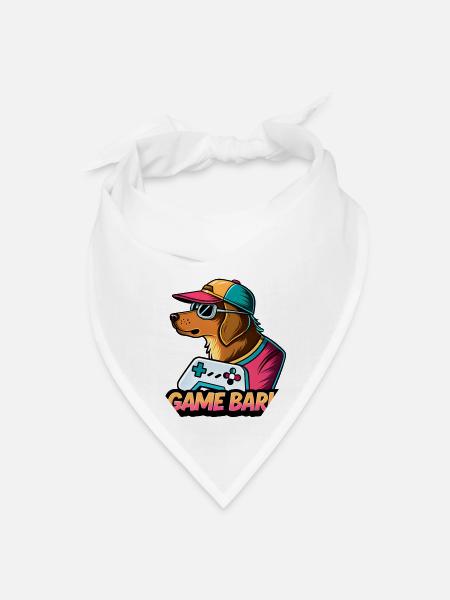 Game Bark Dog Gamer Retro 80s. - Bandana - white - Front