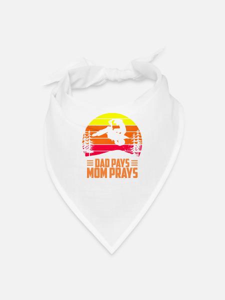 Sunset Rider Dad Pays Mom Prays - Bandana - white