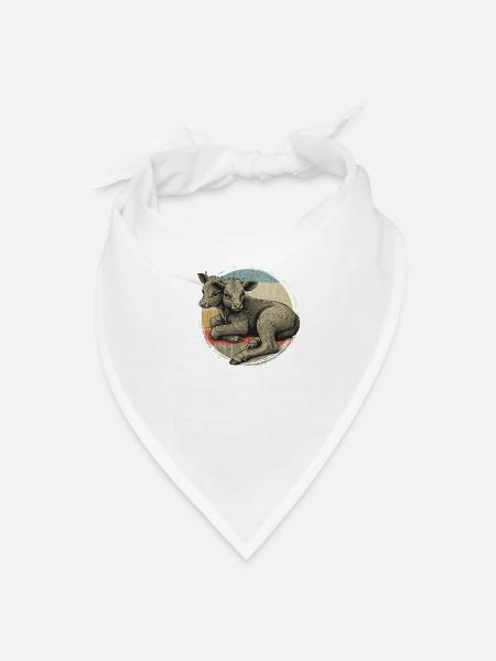 two headed calf ,Funny Animal Graphic Tee,Weird - Bandana - white - Front