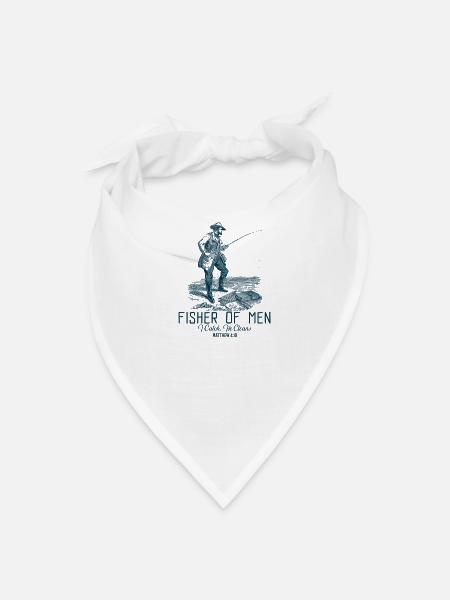Fisher of Men – Vintage Christian Fishing Shirt - Bandana - white - Front