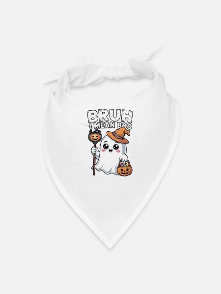 Halloween Ghost Costume Design BRUH I MEAN  BOO - Bandana - white - Front