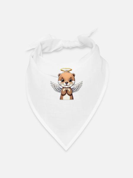 Cute otter angel wings halo cartoon - Bandana - white - Front