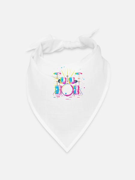 Drum Kit Artwork - Bandana - white - Front