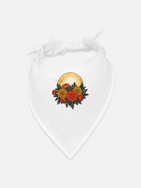 Moonlit Autumn Bouquet Under Full Moon - Bandana - white - Front