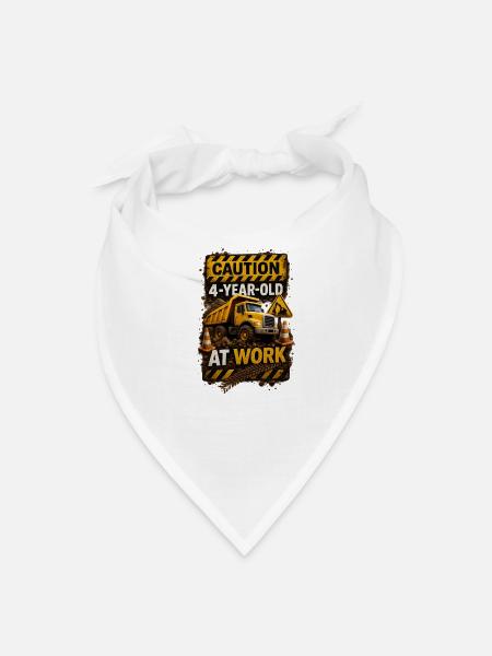 Caution: 4-Year-Old at Work - Bandana - white - Front