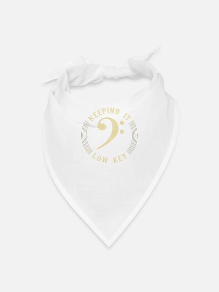 Bass Clef Keeping It Low Key Music Lover Gift - Bandana - white - Front