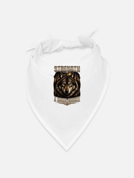 Strength Is A Daily Choice Wolf T-Shirt, Motivatio - Bandana - white - Front