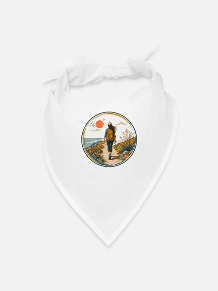  Mountains Are Calling Coastal Hiking Girl Retro - Bandana - white - Front