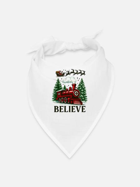 Believe Christmas Train - Bandana - white