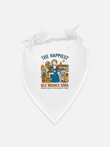 Dedicated Des Moines Iowa Plant Rescue Pet Parent - Bandana - white - Front