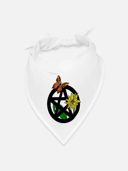Butterfly And Sunflower Pentacle - Bandana - white - Front