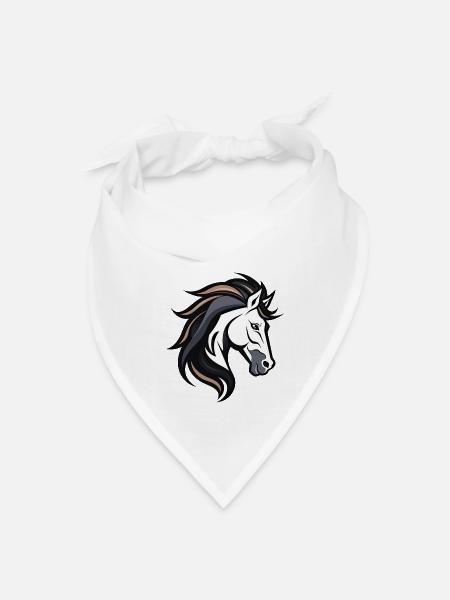 Majestic White Horse Head - Bandana - white
