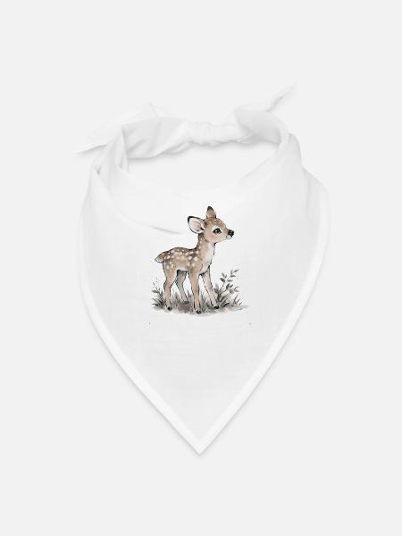 Dappled Fawn Watercolor Charm - Bandana - white - Front