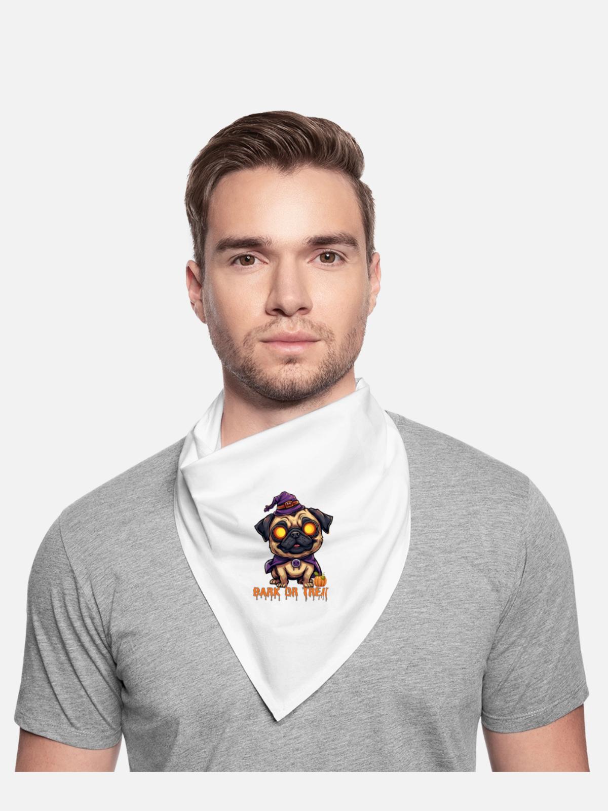 Pug Halloween Bark or Treat - Bandana - white - Front - TBD (187cm)