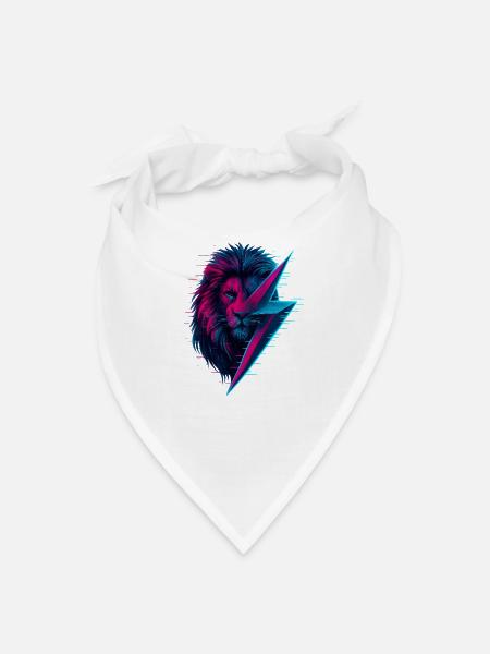 Glitched lion thunderbolt mix - Bandana - white - Front