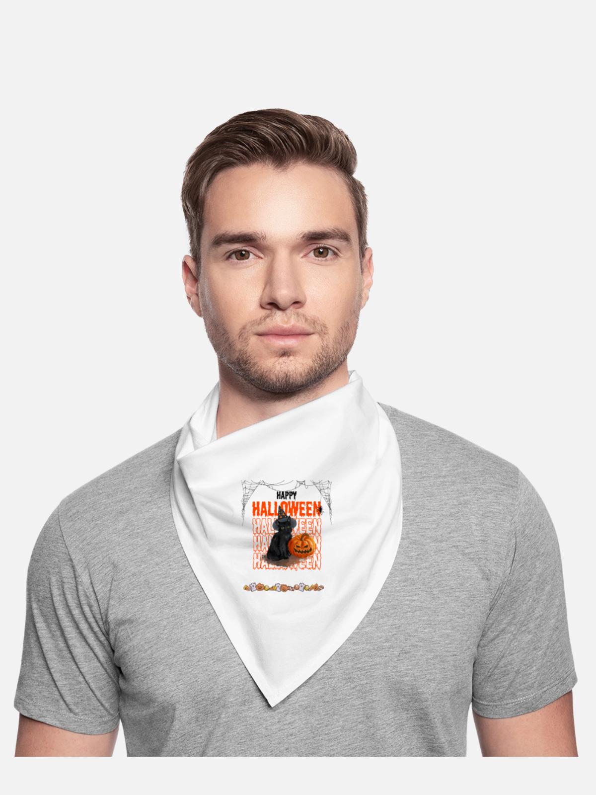 Black Cat and Pumpkin Halloween - Bandana - white - Front - TBD (187cm)