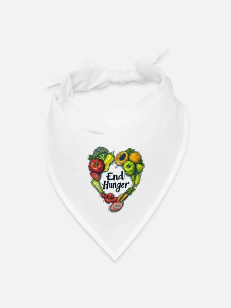 "End Hunger" - Bandana - white - Front