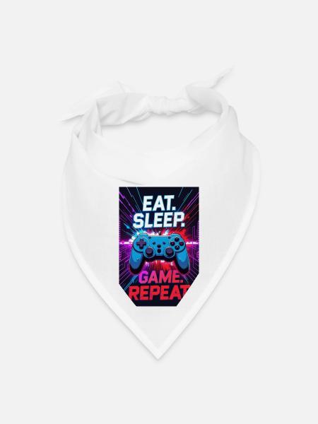 Eat. Sleep. Game. Repeat – Retro Gaming Controller - Bandana - white - Front