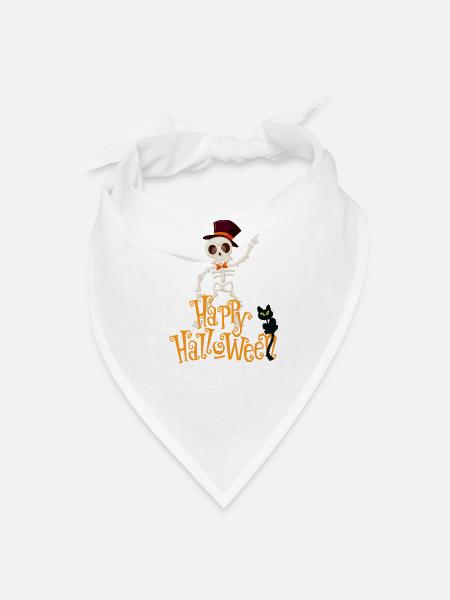 Skeleton Happy Halloween - Bandana - white - Front