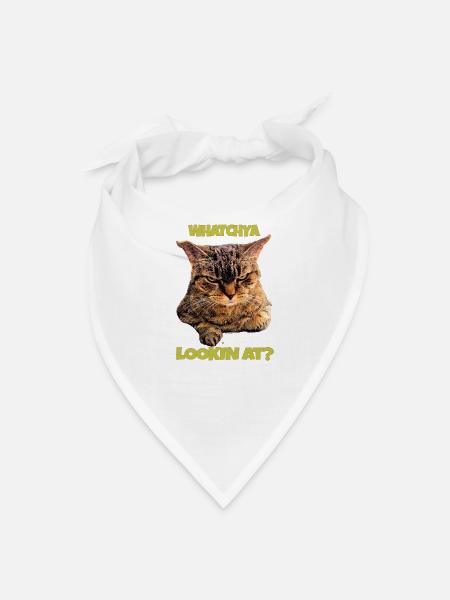 Whatchya Lookin At Cat - Bandana - white - Front