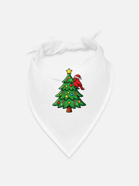 Santa Sparrow Christmas Tree - Bandana - white