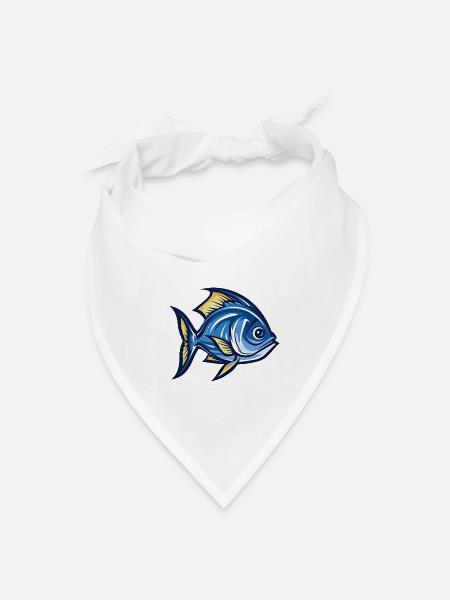 Tropical Fish Blue and Yellow - Bandana - white